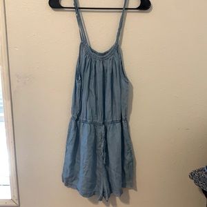 Jean spaghetti strap romper